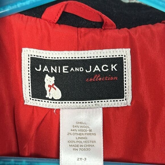 Girl’s Black Ruffle Wool Coat by Janie and Jack Collection Lined Size 2T-3 - Picture 8 of 9